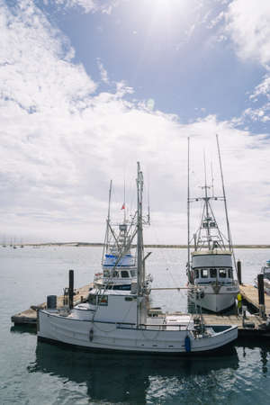 California, USA - September 29, 2015: Boats in harbor at Morro Bay.のeditorial素材