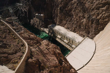 Nevada, USA - October 3, 2015: High Angle View Hoover Dam, Nevada, USAのeditorial素材
