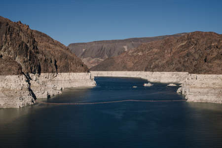 Nevada, USA - October 3, 2015: High Angle View Hoover Dam, Nevada, USAのeditorial素材