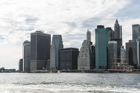 New York, USA - September 20, 2015: View of the world center of Manhattan in New York City from Brooklyn.のeditorial素材