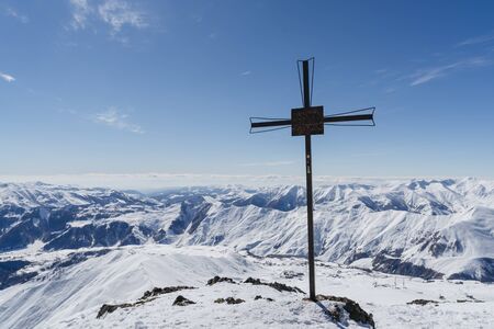 Skiing in Caucasus mountain, Gudauri ski resort, Georgiaの写真素材