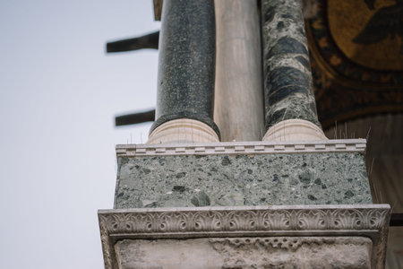 Venice, Italy - August 13, 2016: Spikes on the ledge of the Venice building in Italy so that the...
