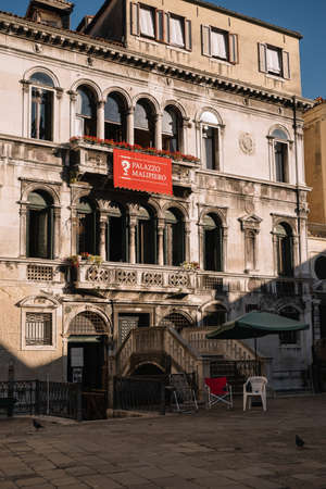 Venice, Italy - August 14, 2016: Palazzo Malipiero is a palace in Venice, Italy.のeditorial素材