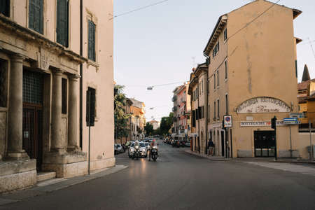 Verona, Italy - August 12, 2016: People on the street of Verona, Italy.のeditorial素材