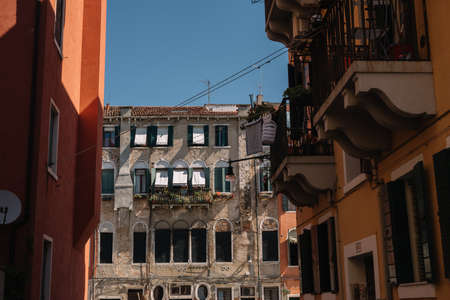 Venice, Italy - August 14, 2016: Buildings of Cannaregio district in Venice, Italy.のeditorial素材