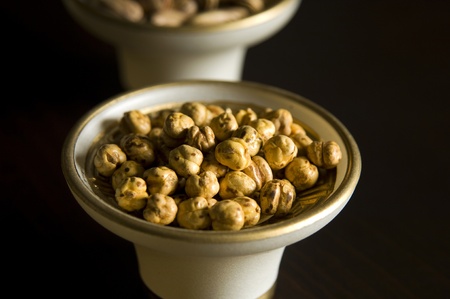 chickpeas, black backgroundの写真素材