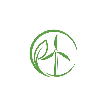 Wind turbine energy vector illustration design template. Green eco energy icon.の素材