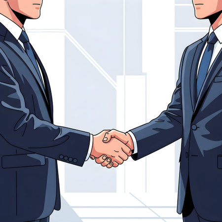 Handshake of business partners. Handshake of businessmen. Vector illustration.の素材