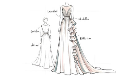 Wedding dress design template, sketch for your design. Vector illustrationの素材