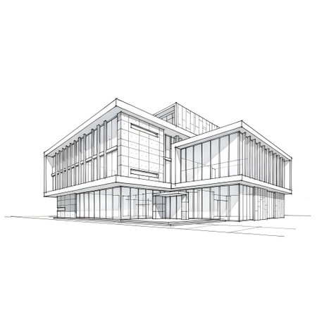 sketch design of modern house,3d render on white backgroundの素材