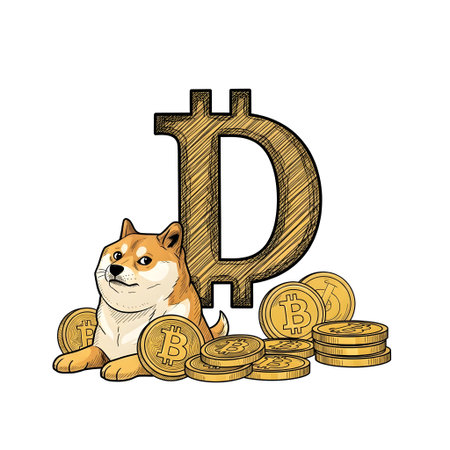 Shiba Inu and gold coins. Vector illustration in sketch styleの素材