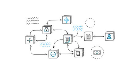 Concept of internet security with thin line icons. Vector illustration.の素材