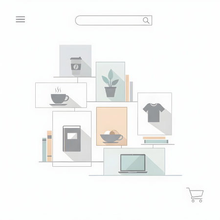 Flat design vector illustration concept of online shopping, digital marketing, e-commerce, social media.の素材
