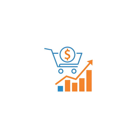 Shopping cart and graph icon. Flat design style eps 10の素材