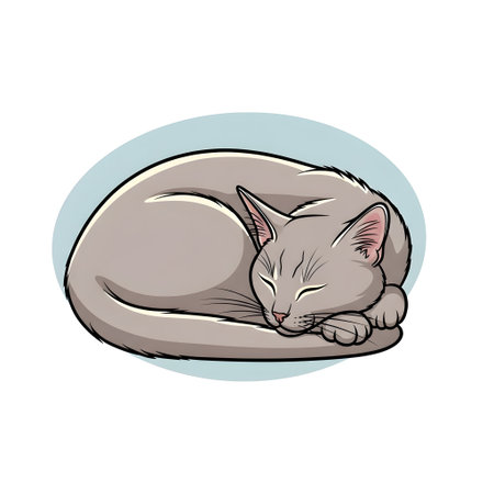 Illustration of a sleeping cat on a white background. Vector illustrationの素材