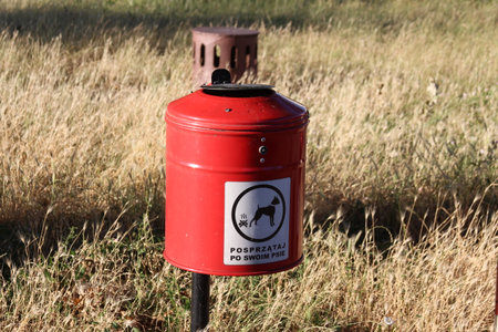 Red fire hydrant standing in tall golden grass field providing emergency water access in rural areaの写真素材