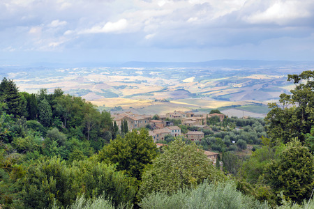 Beautiful view of typical Italy Tuscan landscapeの写真素材