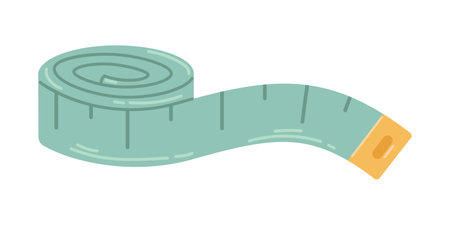 Vector green measuring tape for taking measurements. Measuring tool in flat design.のイラスト素材