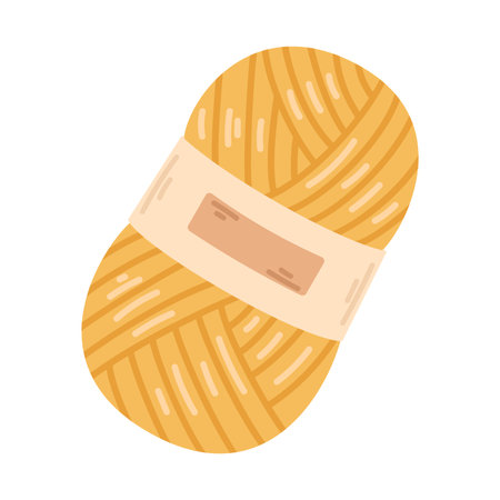Vector illustration of yellow wool skin. Knit threads. Cozy crafting hobby. Knitting. Yellow yarn in flat design.のイラスト素材