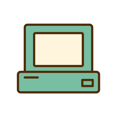Vector retro computer icon. Laptop icon in flat design. PC.のイラスト素材