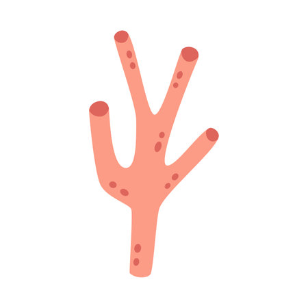 Vector red coral in flat design. cute water plant. Sea algae.のイラスト素材