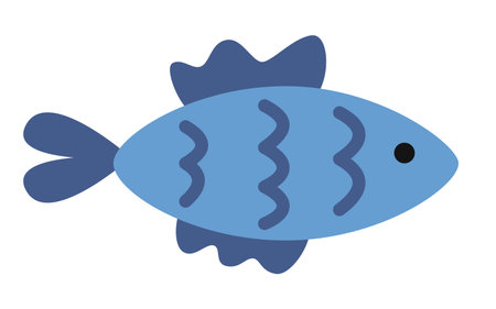 Vector blue fish in flat design. Marine animal.のイラスト素材