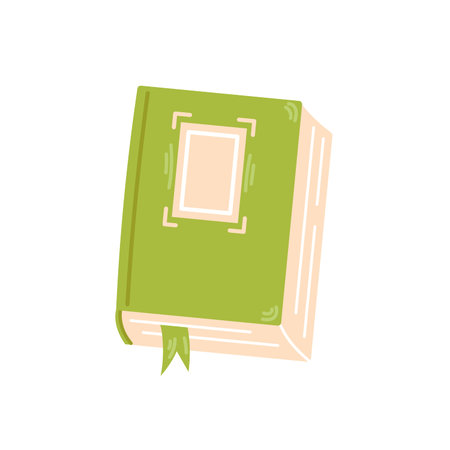 Vector green book with bookmark. school textbook. back to school. Cute book in flat design.のイラスト素材