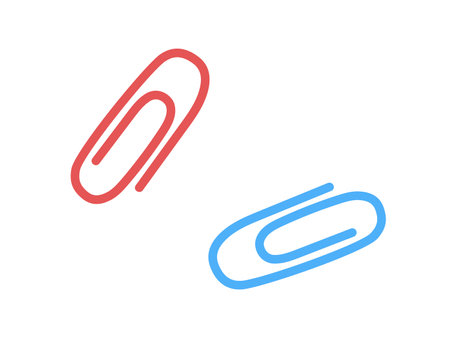 Vector cute red and blue paper clips. back to school. stationery.のイラスト素材