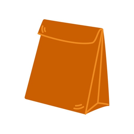 Vector school lunch bag. Food package paper bag. back to school. lunch package.のイラスト素材