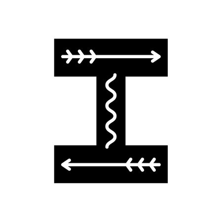 Black and white Scandinavian ornate letter I. Folk font. Letter I in Scandinavian style.のイラスト素材