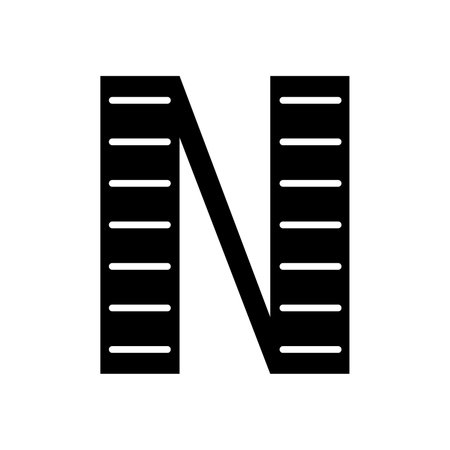 Black and white Scandinavian ornate letter N. Folk font. Letter N in Scandinavian style.のイラスト素材