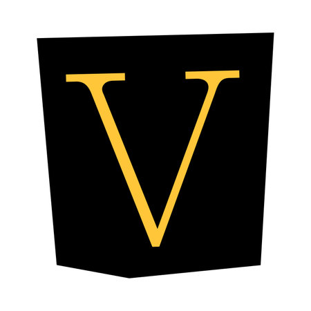 Vector ransom letter v. Latin letter cut-outs from newspaper or magazine. criminal character. ransom colorful letter v.のイラスト素材