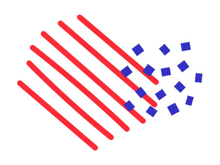 Vector abstract shapes. Red lines with blue dots. modern ornaments. abstract clip art.
