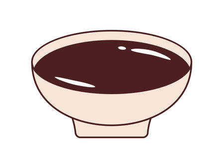 Vector soy sauce in retro style. Groovy soy sauce in sauce boat 70s.のイラスト素材