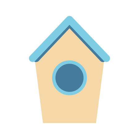Vector cute birdhouse with blue roof. Nesting box clipart.のイラスト素材