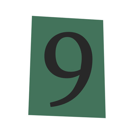 Vector ransom font in y2k style. Retro number 9 cut outs from newspaper or magazine. Criminal character 9. Ransom colorful number.のイラスト素材