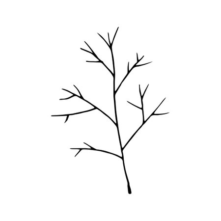 Hand drawn doodle leaf. Vector clipart with branches.のイラスト素材
