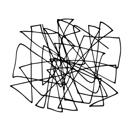 Hand drawn doodle abstract tangled scribble. Vector random lines.のイラスト素材