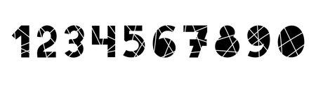 Black and white ornate numbers with lines. Striped font with numbers. Latin type faces.のイラスト素材