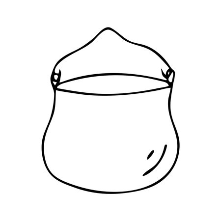 Hand drawn doodle camping cauldron. Camp clipart. outline.のイラスト素材