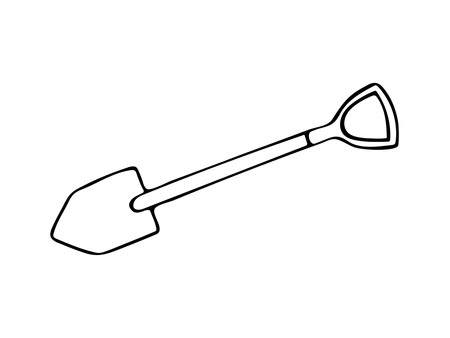 Hand drawn doodle shovel. vector clipart. outline.のイラスト素材