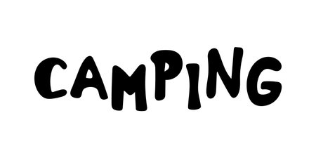 Handwritten camping lettering. Hand drawn simple text.のイラスト素材