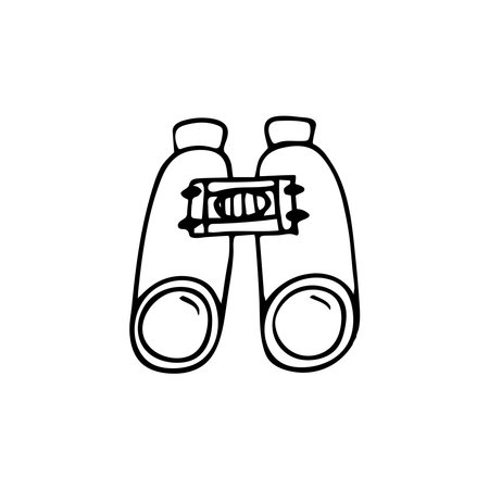 Hand drawn doodle binoculars. vector clipart. outline.のイラスト素材