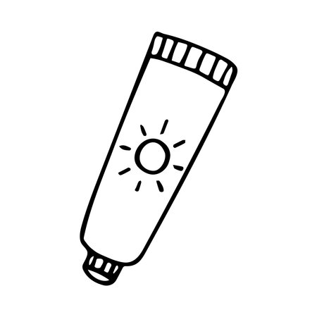 Hand drawn doodle sunscreen. SPF. vector clipart. outline.のイラスト素材