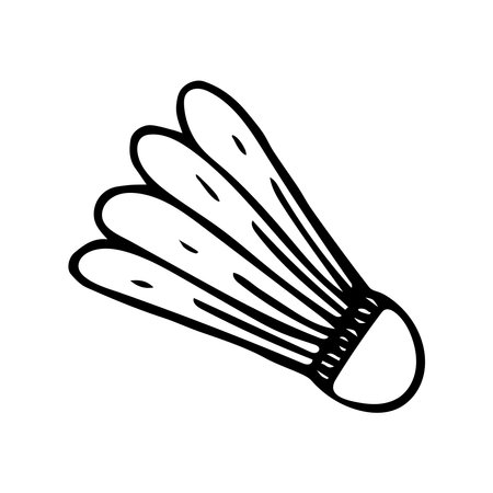 Hand drawn doodle badminton shuttlecock. Vector sports clipart. outline.のイラスト素材