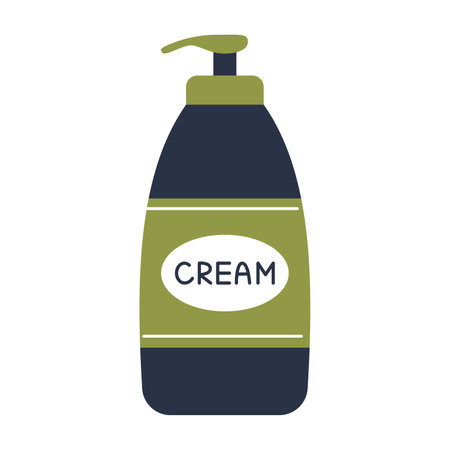 Vector cosmetic cream with dispenser pump. beauty and skincare. Cream bottle in flat design.のイラスト素材
