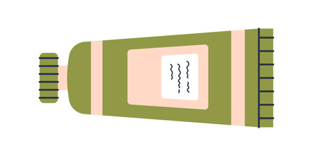 Vector green cream tube in flat design. beauty and skincare. daily cosmetic. Tube of cream or toothpaste.のイラスト素材