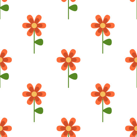 Vetor seamless pattern with scandinavian flowers. Cute designs.のイラスト素材