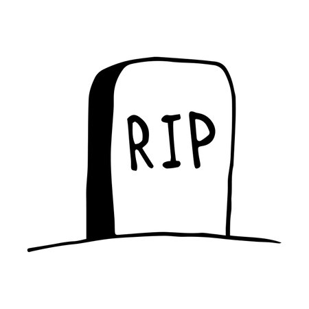 Hand drawn halloween tombstone. Vector old gravestone. outline.のイラスト素材