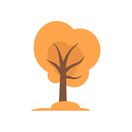 Vector autumn tree. Fall orange tree in flat design.のイラスト素材